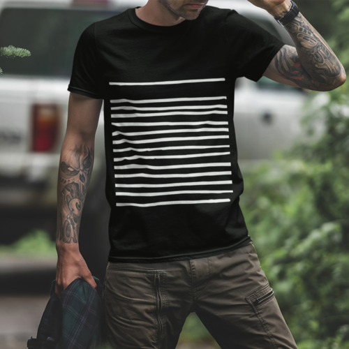 Load image into Gallery viewer, Mens T-Shirt with Lines in Black
