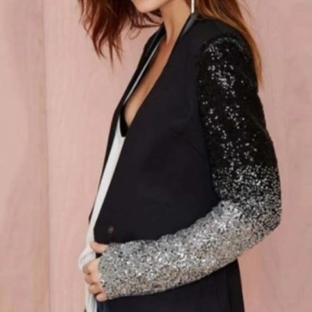 Womens Blazer with Sequins Sleeve