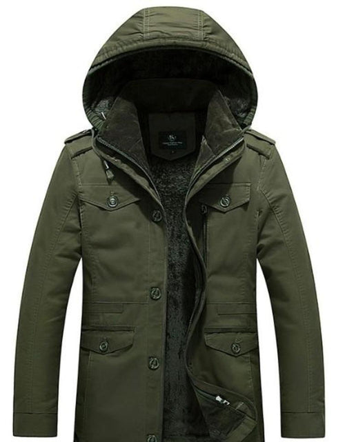 Load image into Gallery viewer, Mens Hooded Military Style Coat
